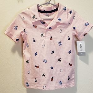 Carters Boys Polo shirt NWT Pink size 2T